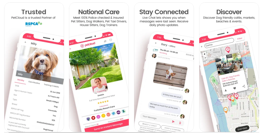 PetCloud App helps you message your preferred pet sitter